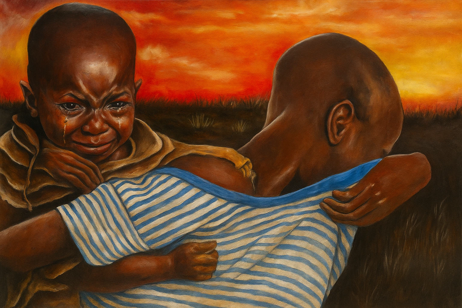 Painting of African Children in Despaire