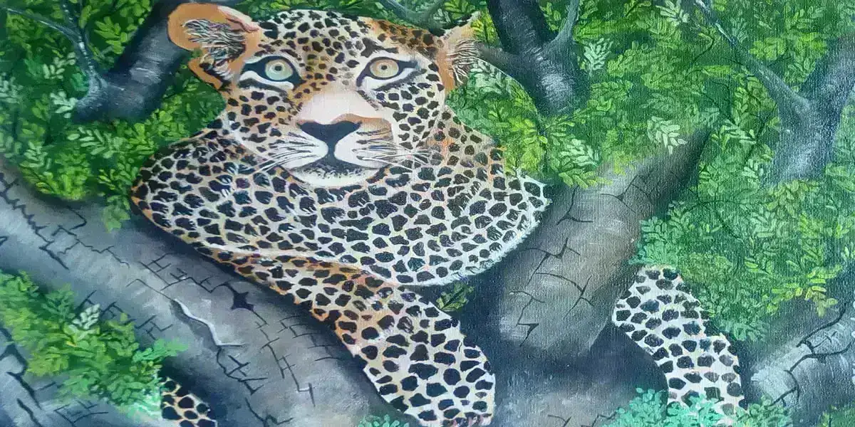 Wildlife-Art-Leopard-On-A-Tree-acrylic-art