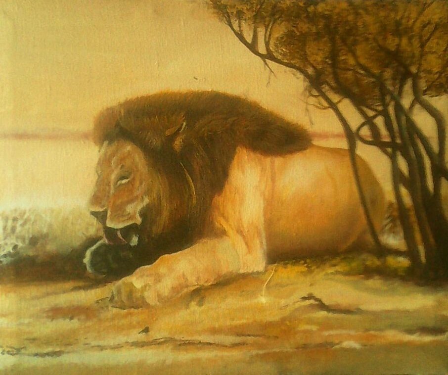 Lion Painting African Wildlife Art