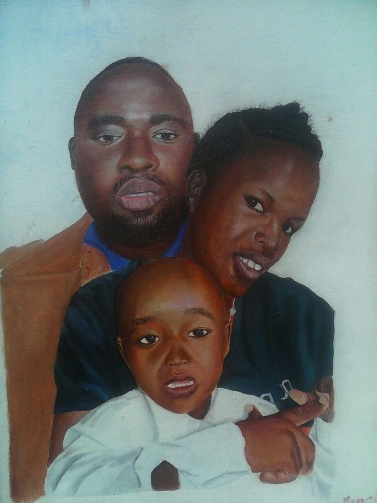 African Art Painting - Portrait Of A Couple Art By Isaac Nduko